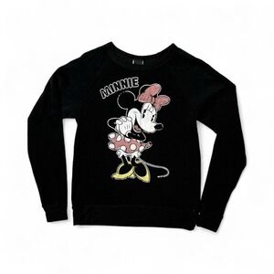 Disney Minnie Mouse Graphic Black Crewneck Sweatshirt Pullover Girls'‎ Medium
